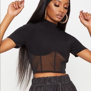 Mesh Panel Crop Top